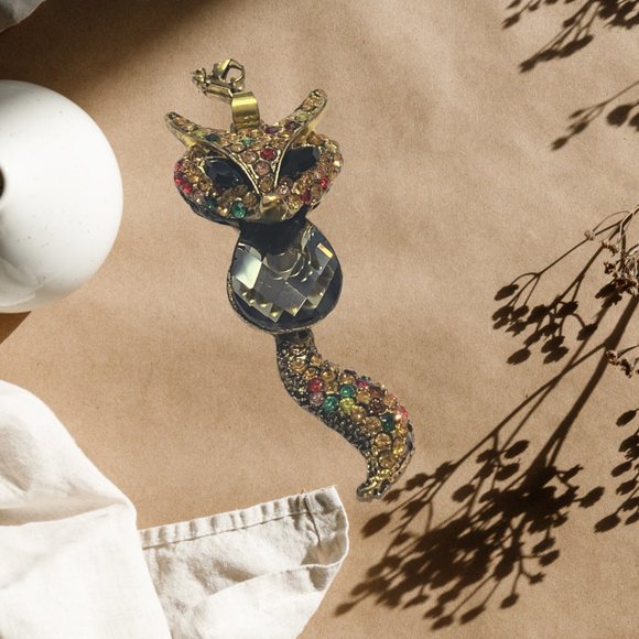 😻Long Cat necklace with multi colored stones - Picture 3 of 3